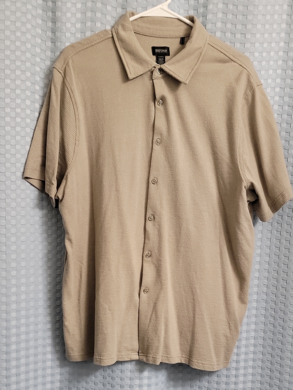 Buffalo David Bitton Men's Beige Short-Sleeve Button-Down Shirt